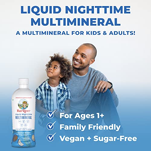 MaryRuth Organics, Nighttime Liquid Multimineral Supplement, Sugar/Gluten Free, Natural Sleep Support for Adults, Kids, No Melatonin, Magnesium, Calcium, MSM, Lemonade Flavor, Vegan, 32 Servings