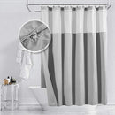 Hotel Style Cotton Shower Curtain with Snap-in Fabric Liner, Mesh Window Top, Honeycomb Waffle Weave Cotton Blend Fabric, Washable, White, 72x72 Inches