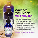 Vitamin K1 Liquid – Alcohol-Free Oral Vitamin K1 Drops - Liquid Vitamin K for Skin, Bones & Blood Health – Vegan, Non-GMO Vitamin Liquid Extract for Internal & External Use - 1 Fl Oz