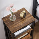 VECELO Modern Versatile Nightstands X-Design Side End Table Night Stand Storage Shelf with Bin Drawer for Living Room Bedroom, Set of 2 (Brown)