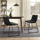 Waleaf Dining Chairs,Faux Leather Dining Chairs Set of 2,18 Inch Kitchen Dining Room Chairs with Backrest and Metal Leg,Mid Century Modern Armless Chair,Upholstered Seat