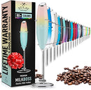 Powerful Milk Frother Foam Maker for Lattes - Whisk Drink Mixer for Coffee, Cappuccino, Frappe, Matcha, Hot Chocolate (Black)