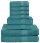 GLAMBURG 8-Piece Towel Set, Contains 2 Oversized Bath Towels 30x54, 2 Hand Towels 16x28, 4 Wash Cloths 13x13 - Quickdry Towel Sets, Ideal for Everyday use, Hotel & Spa - Black