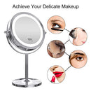 Gospire 1x/10x Magnifying Lighted Makeup Mirror Double Sided Round Standing 360 Degree Swivel Mirror for Shaving Bathroom 7 Inch Diameter