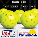 Franklin Sports Outdoor- X-40 Pickleball Balls - USA Pickleball (USAPA) Approved - 3 Pack Outside Pickleballs - Optic Yellow - US Open Ball