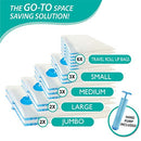 20 Pack Vacuum Storage Bags, Space Saver Bags (4 Jumbo/4 Large/4 Medium/4 Small/4 Roll) Compression for Comforters and Blankets, Sealer Clothes Storage, Hand Pump Included