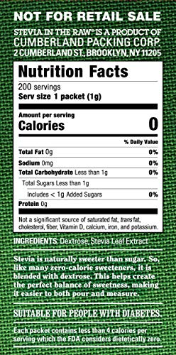 Stevia in the Raw Sweetener, 200 Count Packets
