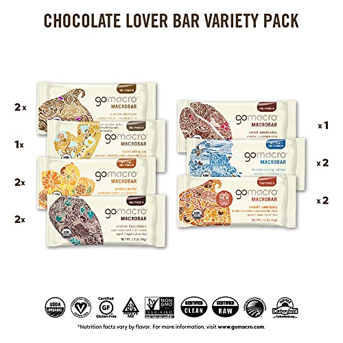 GoMacro Macrobar Organic Vegan Protein Bars - Fodmap Friendly Variety Pack (2.0-2.3 Oz Bars, 12Count), (Shipping Only)