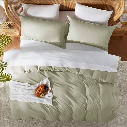 Nestl Twin Duvet Cover - Soft Double Brushed Light Sage Duvet Cover Twin/Twin XL, 2 Piece, with Button Closure, Duvet Cover 68x90 inches