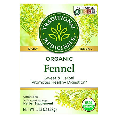 Traditional Medicinals Organic Fennel Herbal Tea, Promotes Digestive Health, (Pack of 1) - 16 Tea Bags
