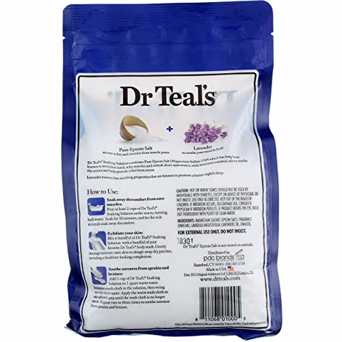 Dr Teal's Epsom Salt Bath Soaking Solution, Eucalyptus and Lavender, 2 Count, 3lb Bags - 6lbs Total (Packaging May Vary)