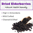 USDA Organic Dried Elderberries - Whole European Elderberry, Responsibly Wild Crafted, Perfect for Tea, Syrups, and More - Sambucas Nigra - 1 Pound (Certified Organic)