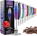 Powerful Milk Frother Foam Maker for Lattes - Whisk Drink Mixer for Coffee, Cappuccino, Frappe, Matcha, Hot Chocolate (Black)