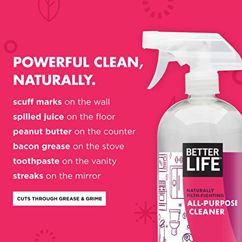 Better Life All Purpose Cleaner - Multipurpose Home and Kitchen Cleaning Spray for Glass, Countertops, Appliances, Upholstery & More - Multi-surface Spray Cleaner - 32oz (Pack of 2) Clary Sage/Citrus