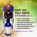 Vitamin K1 Liquid – Alcohol-Free Oral Vitamin K1 Drops - Liquid Vitamin K for Skin, Bones & Blood Health – Vegan, Non-GMO Vitamin Liquid Extract for Internal & External Use - 1 Fl Oz