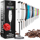 Powerful Milk Frother Foam Maker for Lattes - Whisk Drink Mixer for Coffee, Cappuccino, Frappe, Matcha, Hot Chocolate (Black)