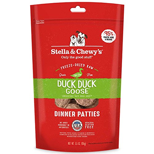 Stella & Chewy's Freeze Dried Raw Dinner Patties – Grain Free Dog Food, Protein Rich Duck Duck Goose Recipe – 25 oz Bag