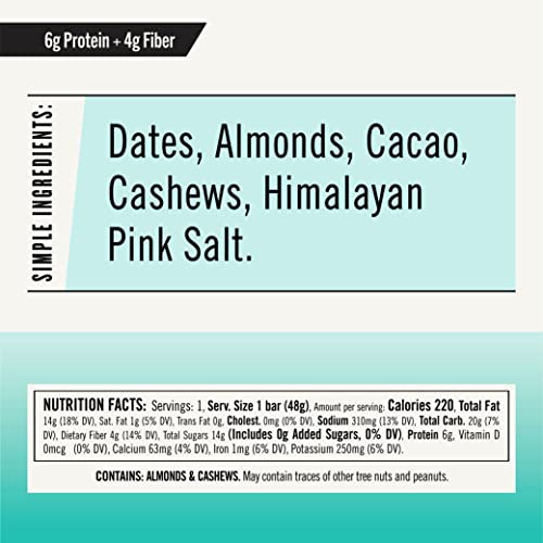 Thunderbird Real Food Energy Bars, Bar Chocolate Almond Butter Sea Salt, Plant Based Protein, 1.7 Ounce, Fruit & Nut Nutrition Bars - No Added Sugar, Grain and Gluten Free, Non-GMO, 12 Pack