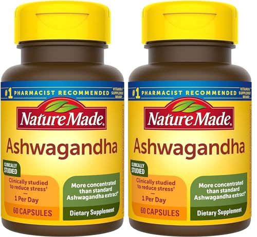 Nature Made Ashwagandha Capsules 125mg for Stress Support, 60 Capsules, 60 Day Supply