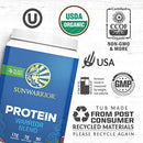 Vegan Protein Powder with BCAA  Organic Hemp Seed Gluten Free Non-GMO Dairy Soy Sugar Free Low Carb Plant Based Protein Powder | Unflavored Warrior Blend by Sunwarrior