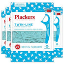 Plackers Twin-Line Dental Flossers, Advanced Whitening and Dual Action Flossing System, Easy Storage, Super Tuffloss, 2X The Clean, Cool Mint Flavor
