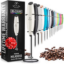 Powerful Milk Frother Foam Maker for Lattes - Whisk Drink Mixer for Coffee, Cappuccino, Frappe, Matcha, Hot Chocolate (Black)