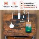 LAKEMID Nightstands Set of 2 with Charging Station and Drawer, End Table Bedside Table with 20 Colors LED Light Strip and 2 Layers Shelf for Bedroom Living Room Sofa (Rustic Brown)