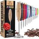 Powerful Milk Frother Foam Maker for Lattes - Whisk Drink Mixer for Coffee, Cappuccino, Frappe, Matcha, Hot Chocolate (Black)