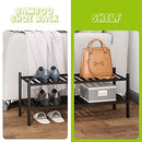 BMOSU 2-Tier Bamboo Shoe Rack Premium Stackable Shoe Shelf Storage Organizer for Hallway Closet Living Room Entryway Organizer (Natural Bamboo)