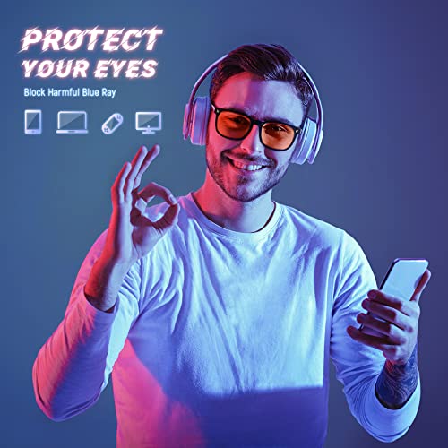 livho 2 Pack Blue Light Blocking Glasses, Computer Reading/Gaming/TV/Phones Glasses for Women Men,Anti Eyestrain & UV Glare (*B1 Light Blcak+Clear, Clear)