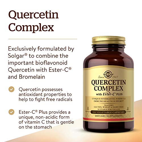 Solgar Quercetin Complex with Ester-C Plus, 100 Vegetable Capsules - Supports Immune Health, Antioxidant - Gentle on the Stomach Vitamin C - Non-GMO, Vegan, Gluten Free, Dairy Free - 50 Servings