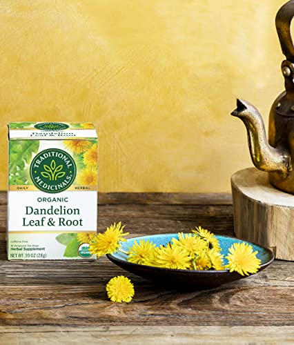 Traditional Medicinals Organic Dandelion Leaf & Root Herbal Tea (Pack of 1), Supports Kidney Function and Healthy Digestion, 16 Tea Bags Total