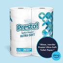 Amazon Brand - Presto! 308-Sheet Mega Roll Toilet Paper, Ultra-Soft, 6 Count (Pack of 4), 24 Mega Rolls = 112 regular rolls