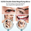 Gospire 1x/10x Magnifying Lighted Makeup Mirror Double Sided Round Standing 360 Degree Swivel Mirror for Shaving Bathroom 7 Inch Diameter