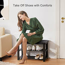 Pipishell Bamboo Shoe Rack Bench, 3 Tier Sturdy Shoe Organizer, Storage Shoe Shelf, Holds up to 300lbs for Entryway Bedroom Living Room Balcony, Bamboo