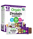 Orgain Organic Vegan Protein Bars, Peanut Butter - 10g Plant Based Protein, Gluten Free Snack Bar, Low Sugar, Dairy Free, Soy Free, Lactose Free, Non GMO, 1.41 Oz (12 Count)