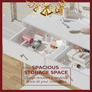 SUPERJARE Vanity Desk, Makeup Vanity with Lighted Mirror, White Desk with Drawers, 35.4 Inches Makeup Vanity Desk with Lights, for Bedroom, White and Gold