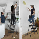 HBTower 3 Step Ladder, Folding Step Stool with Wide Anti-Slip Pedal, 500lbs Sturdy Steel Ladder, Convenient Handgrip, Lightweight, Portable Steel Step Stool, Black