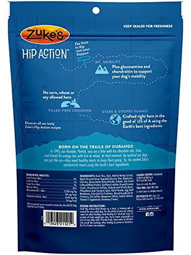 Zuke's Hip Action Natural Dog Treats Roasted Beef Recipe, 16-Ounce (Pack of 2)