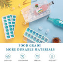 DOQAUS Ice Cube Tray with Lid and Bin, 4 Pack Silicone Plastic Ice Cube Trays for Freezer with Ice Box, Ice Trays with Ice Container, Stackable Ice Tray with Storage Ice Bucket,Ice Tong,Ice Scoop