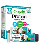 Orgain Organic Vegan Protein Bars, Peanut Butter - 10g Plant Based Protein, Gluten Free Snack Bar, Low Sugar, Dairy Free, Soy Free, Lactose Free, Non GMO, 1.41 Oz (12 Count)