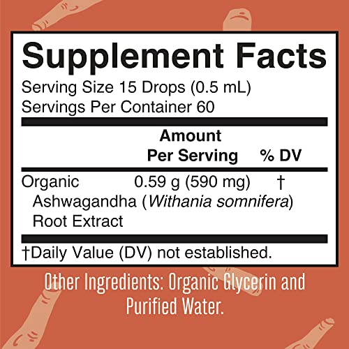 MaryRuth Organics, Herbal Supplement Drops, Stress Relief, Calming, Pack of 1, USDA Ashwagandha Root, Relaxation, Mood Support, Adaptogenic, Nervine, Neuroprotective, Vegan, Non-GMO, 60 Servings