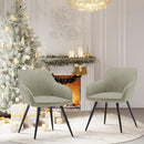 annjoe Faux Leather Accent Arm Chairs for Living Room Leisures/ Upholstered Chair with Metal Legs Set of 2 for Home Kitchen Office Bistro Cafe, Brown