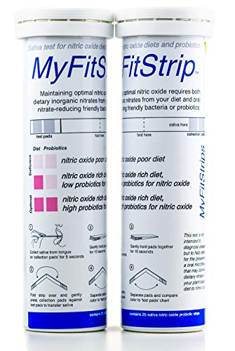 Nitric Oxide Test Strip - Track Both Prebiotic Nitrate and Biomarker for Nitric Oxide by MyFitStrip - 25 Self Care Saliva Test Strip