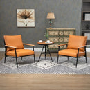 GYI Brown Leather Accent Chair Set of 2, 23.6'' Wide Armchair Set of 2, Industrial Black Metal Frame Accent Chairs with Wood Arms, Mid-Century Modern Comfy Sofa Chair for Living Room, Bedroom