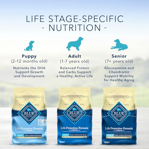 Blue Buffalo Dog Food for Senior Dogs, Life Protection Formula, Natural Chicken & Brown Rice Flavor, Senior Dry Dog Food, 30 lb Bag