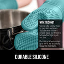 Gorilla Grip Heat and Slip Resistant Silicone Oven Mitts Set, Soft Cotton Lining, Waterproof, BPA-Free, Long Flexible Thick Gloves for Cooking, Kitchen Mitt Potholders, 12.5 in, Black