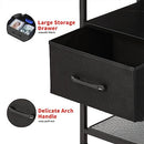 LAKEMID Nightstands Set of 2 with Charging Station and Drawer, End Table Bedside Table with 20 Colors LED Light Strip and 2 Layers Shelf for Bedroom Living Room Sofa (Rustic Brown)