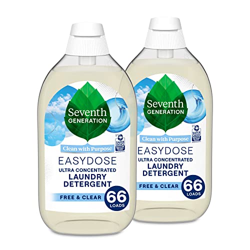 Seventh Generation EasyDose Laundry Detergent, Ultra Concentrated: 66 Loads, Free & Clear Designed for Sensitive Skin, 23.1 Fl Oz