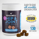 DOGSWELL Hip and Joint Supplement for Dogs - Soft Chews with Glucosamine, Chondroitin, MSM, Boswellia & Turmeric, 1 Pound